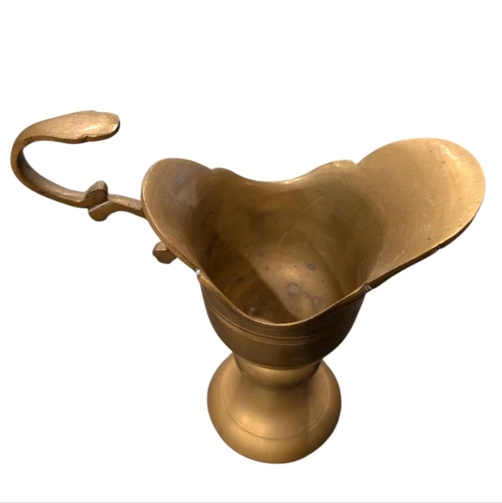 Vintage Brass Pedestal Pitcher. 7